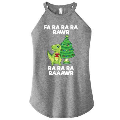 Fa Ra Rawr Christmas Tyrannosaurus Rex Xmas Santa Hat Gift Women's Perfect Tri Rocker Tank