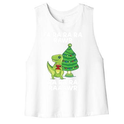 Fa Ra Rawr Christmas Tyrannosaurus Rex Xmas Santa Hat Gift Women's Racerback Cropped Tank