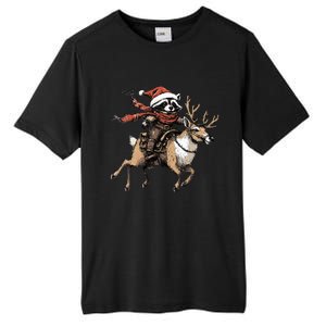 Funny Raccoon Riding Reindeer Cowboy Cowgirl Christmas Tall Fusion ChromaSoft Performance T-Shirt