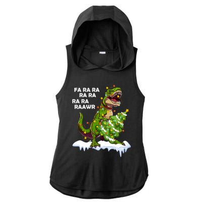 Fa Ra Rawr Christmas Trex Funny Santa Dinosaur Gift Tee Gift Ladies PosiCharge Tri-Blend Wicking Draft Hoodie Tank