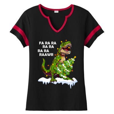 Fa Ra Rawr Christmas Trex Funny Santa Dinosaur Gift Tee Gift Ladies Halftime Notch Neck Tee