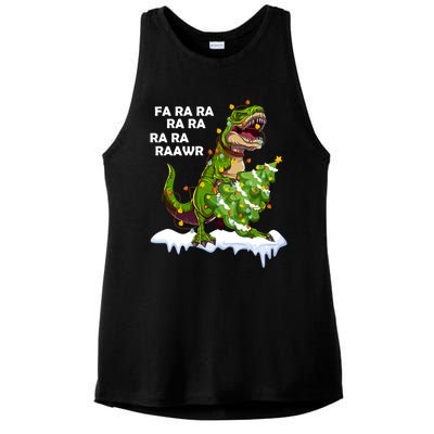 Fa Ra Rawr Christmas Trex Funny Santa Dinosaur Gift Tee Gift Ladies PosiCharge Tri-Blend Wicking Tank