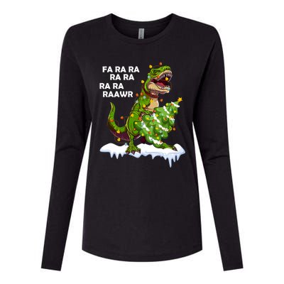 Fa Ra Rawr Christmas Trex Funny Santa Dinosaur Gift Tee Gift Womens Cotton Relaxed Long Sleeve T-Shirt