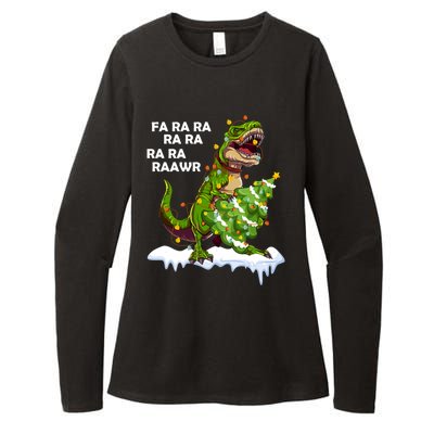 Fa Ra Rawr Christmas Trex Funny Santa Dinosaur Gift Tee Gift Womens CVC Long Sleeve Shirt