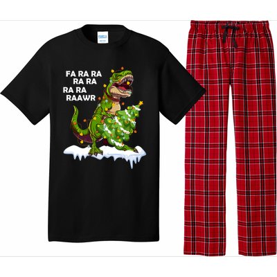 Fa Ra Rawr Christmas Trex Funny Santa Dinosaur Gift Tee Gift Pajama Set