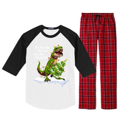 Fa Ra Rawr Christmas Trex Funny Santa Dinosaur Gift Tee Gift Raglan Sleeve Pajama Set