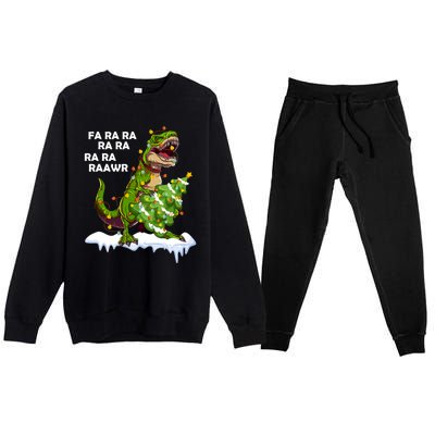 Fa Ra Rawr Christmas Trex Funny Santa Dinosaur Gift Tee Gift Premium Crewneck Sweatsuit Set