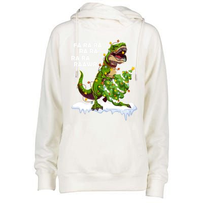 Fa Ra Rawr Christmas Trex Funny Santa Dinosaur Gift Tee Gift Womens Funnel Neck Pullover Hood