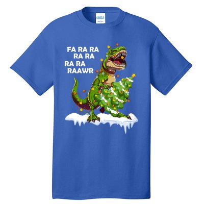 Fa Ra Rawr Christmas Trex Funny Santa Dinosaur Gift Tee Gift Tall T-Shirt