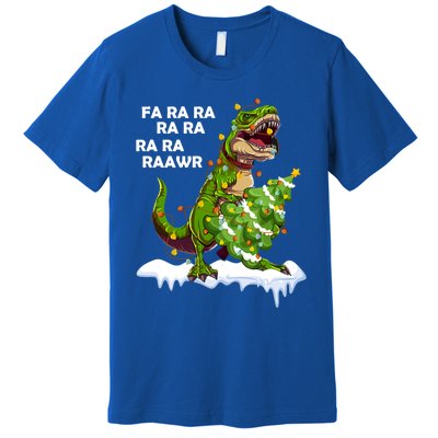 Fa Ra Rawr Christmas Trex Funny Santa Dinosaur Gift Tee Gift Premium T-Shirt