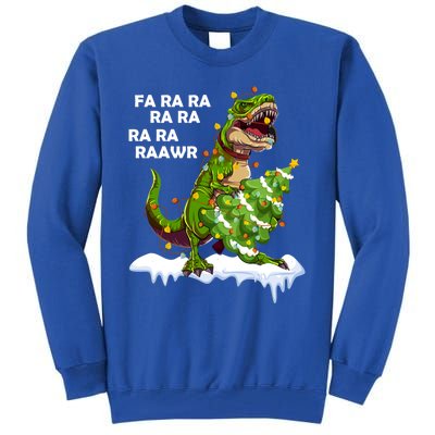 Fa Ra Rawr Christmas Trex Funny Santa Dinosaur Gift Tee Gift Tall Sweatshirt