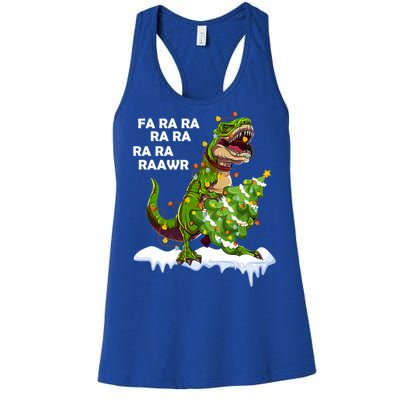 Fa Ra Rawr Christmas Trex Funny Santa Dinosaur Gift Tee Gift Women's Racerback Tank