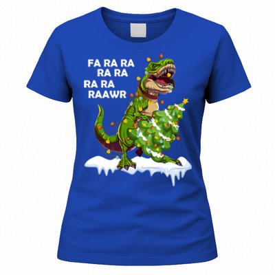 Fa Ra Rawr Christmas Trex Funny Santa Dinosaur Gift Tee Gift Women's T-Shirt