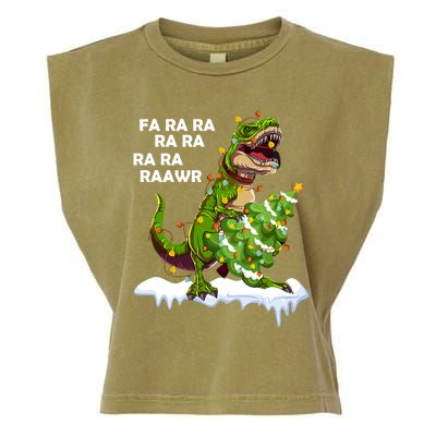 Fa Ra Rawr Christmas Trex Funny Santa Dinosaur Gift Tee Gift Garment-Dyed Women's Muscle Tee