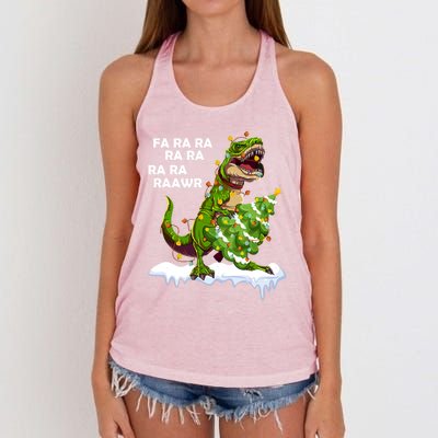 Fa Ra Rawr Christmas Trex Funny Santa Dinosaur Gift Tee Gift Women's Knotted Racerback Tank