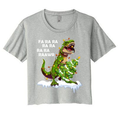 Fa Ra Rawr Christmas Trex Funny Santa Dinosaur Gift Tee Gift Women's Crop Top Tee