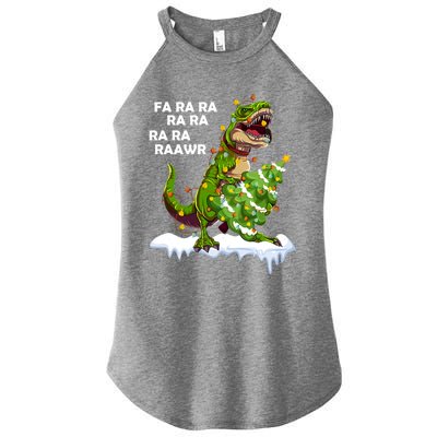 Fa Ra Rawr Christmas Trex Funny Santa Dinosaur Gift Tee Gift Women's Perfect Tri Rocker Tank