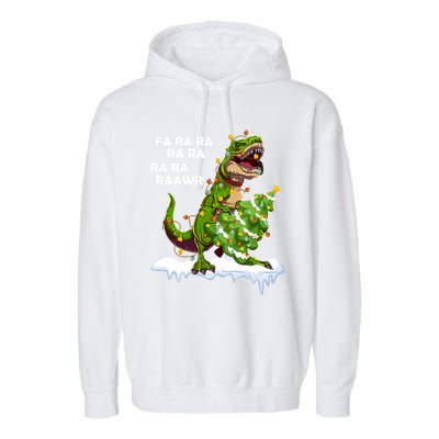 Fa Ra Rawr Christmas Trex Funny Santa Dinosaur Gift Tee Gift Garment-Dyed Fleece Hoodie