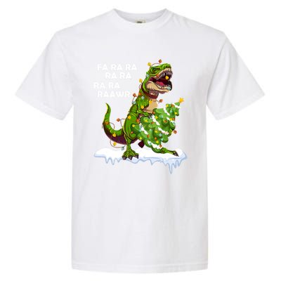 Fa Ra Rawr Christmas Trex Funny Santa Dinosaur Gift Tee Gift Garment-Dyed Heavyweight T-Shirt