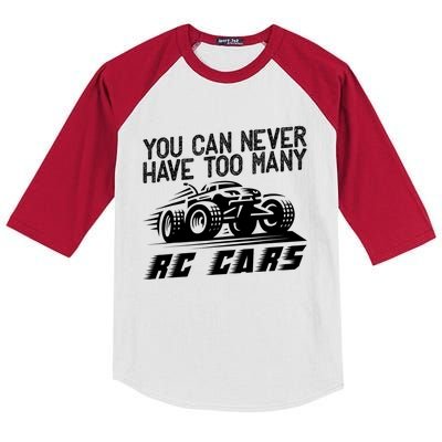 Funny Rc Racing Art You Can Never Have Too Many Rc Cars Kids Colorblock Raglan Jersey