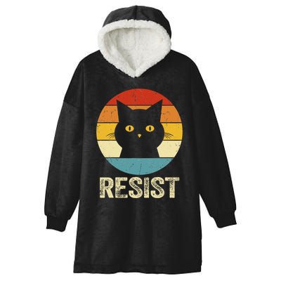 Funny Resist Retro Cat Resist Hooded Wearable Blanket