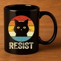Funny Resist Retro Cat Resist 11oz C Handle Ceramic Mug