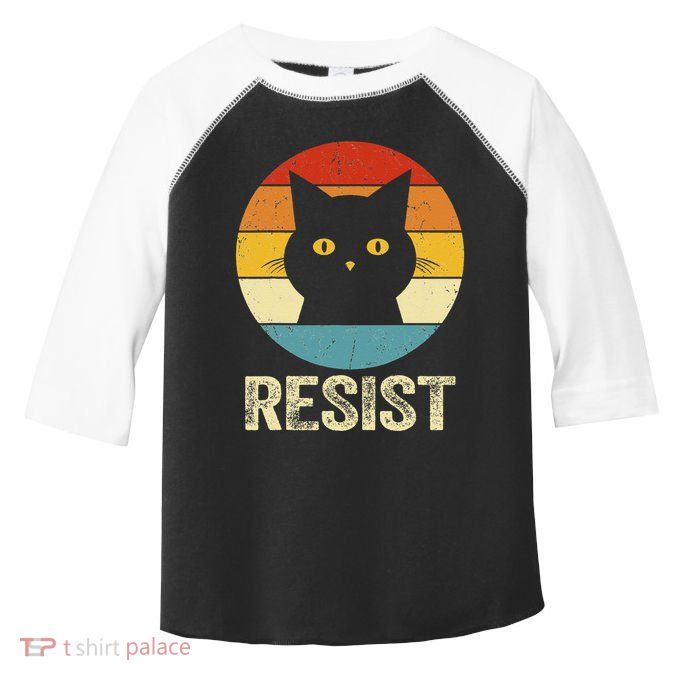 Funny Resist Retro Cat Resist Toddler Fine Jersey T-Shirt