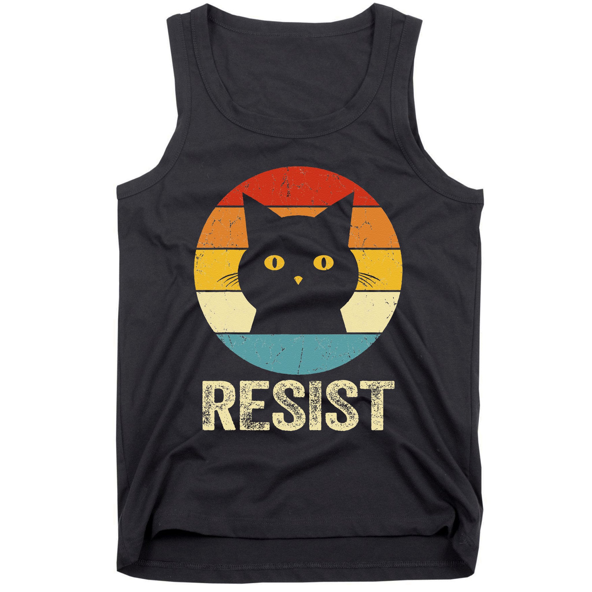 Funny Resist Retro Cat Resist Tank Top