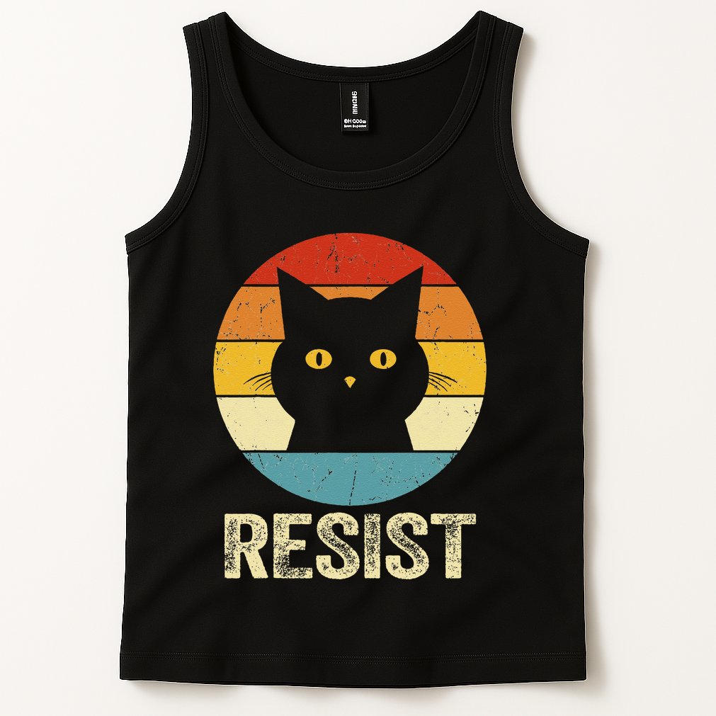 Funny Resist Retro Cat Resist Tank Top
