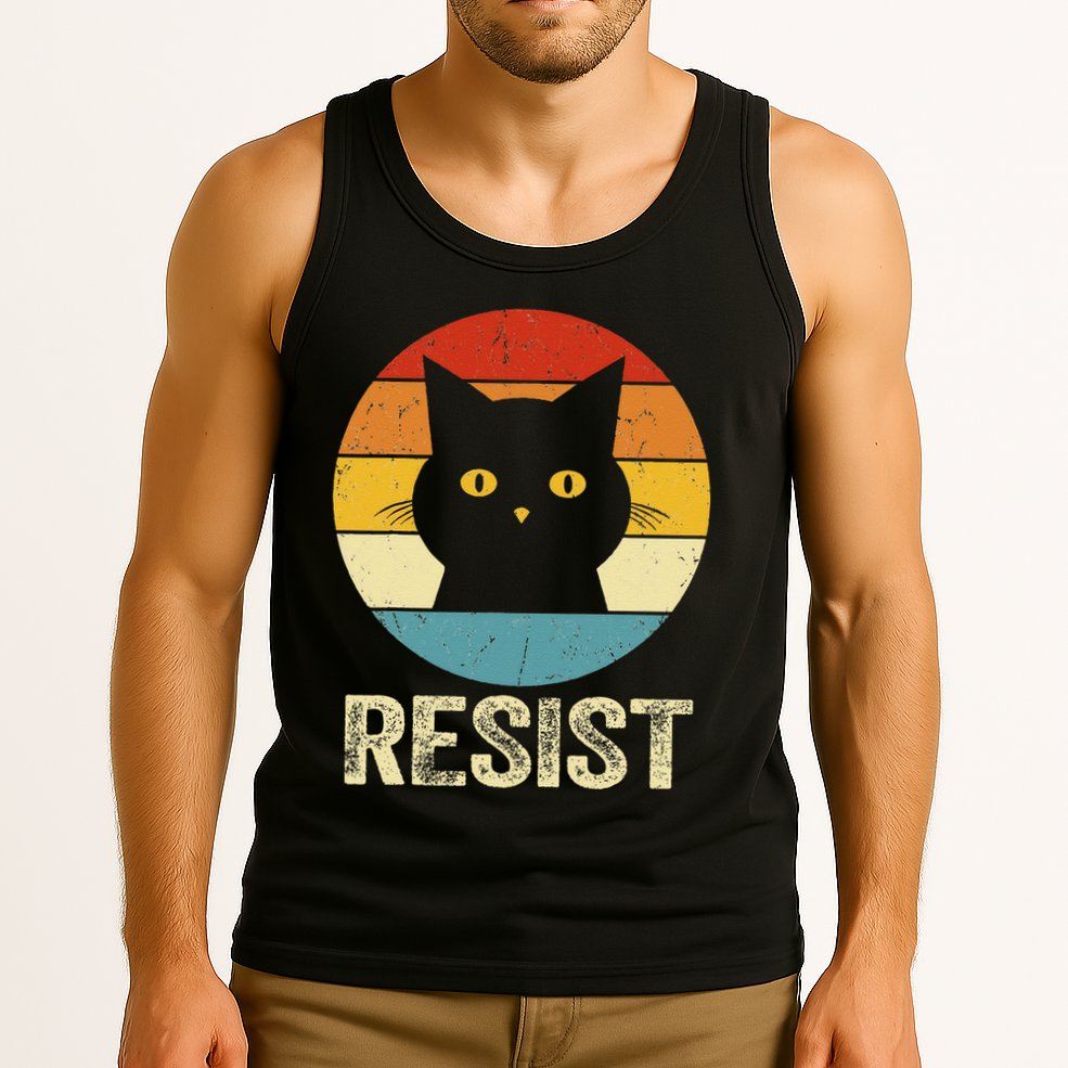 Funny Resist Retro Cat Resist Tank Top