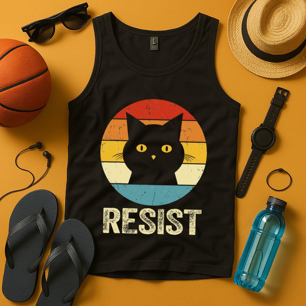 Funny Resist Retro Cat Resist Tank Top