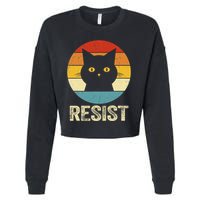 Funny Resist Retro Cat Resist Cropped Pullover Crew