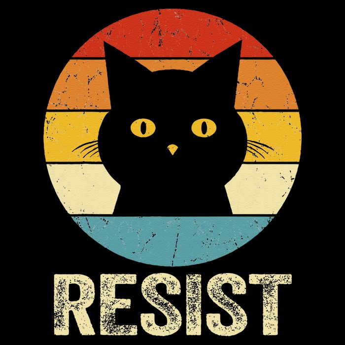 Funny Resist Retro Cat Resist Cropped Pullover Crew