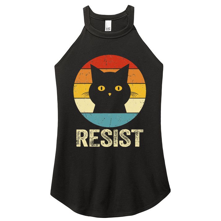 Funny Resist Retro Cat Resist Women's Perfect Tri Rocker Tank