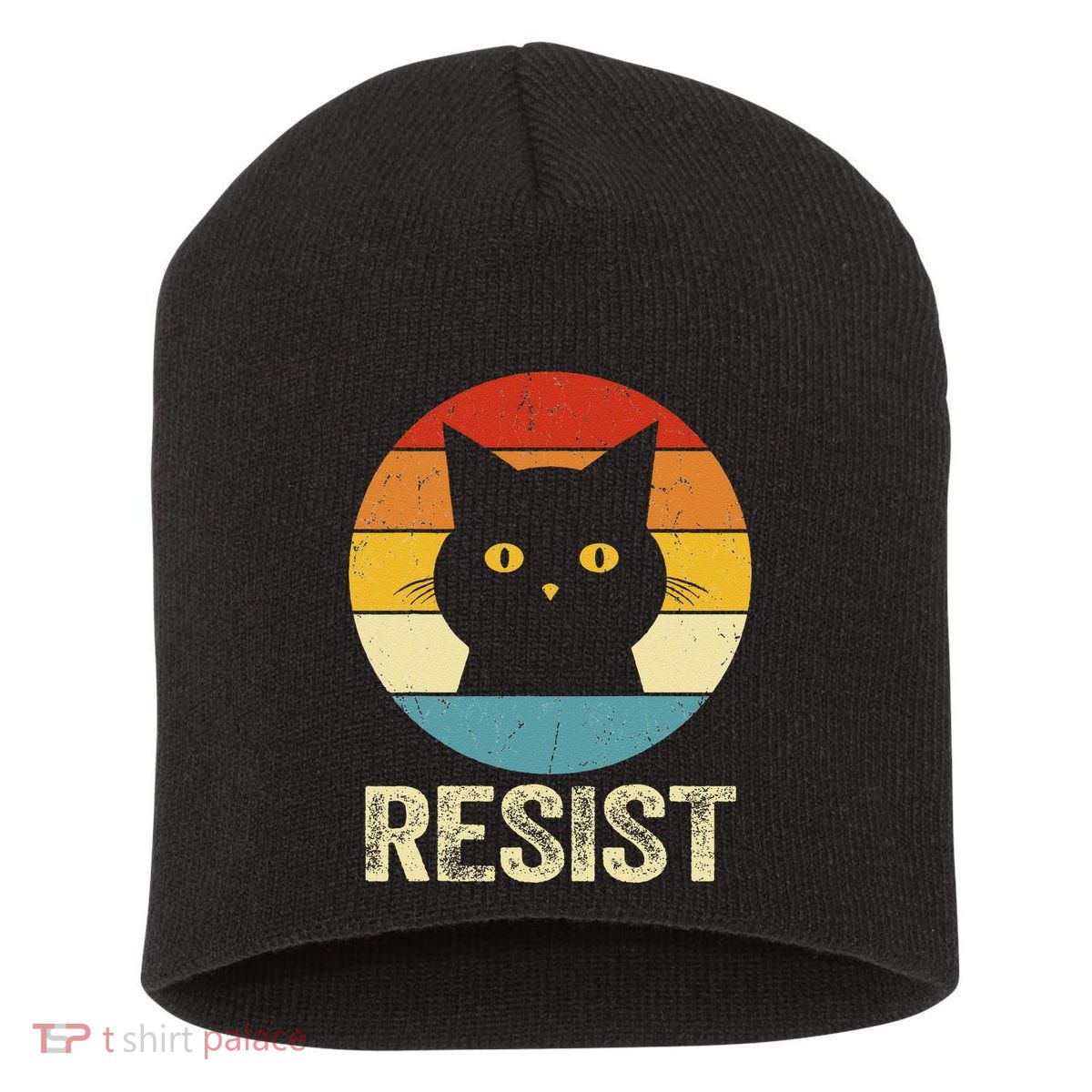 Funny Resist Retro Cat Resist Short Acrylic Beanie