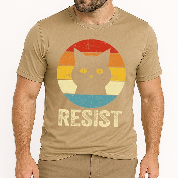 Funny Resist Retro Cat Resist Cooling Performance Crew T-Shirt