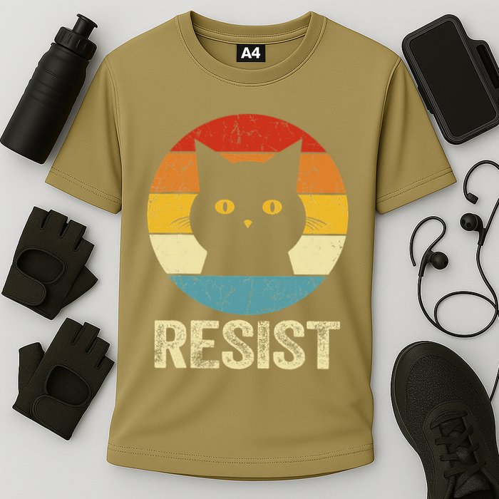Funny Resist Retro Cat Resist Cooling Performance Crew T-Shirt
