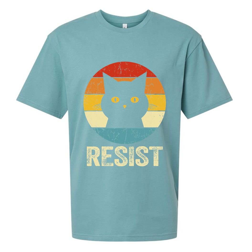 Funny Resist Retro Cat Resist Sueded Cloud Jersey T-Shirt