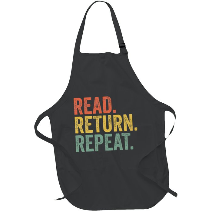 Funny Reading Read Return Repeat Funny Librarian Library Full-Length Apron With Pockets