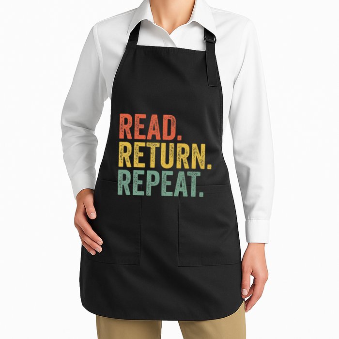 Funny Reading Read Return Repeat Funny Librarian Library Full-Length Apron With Pockets