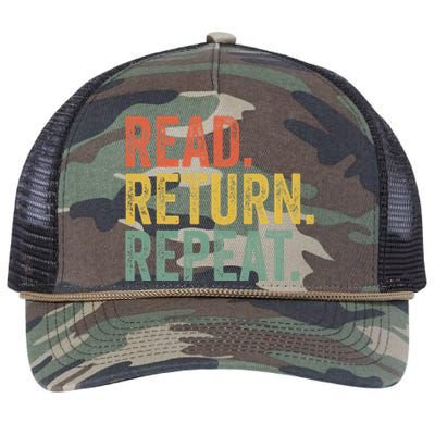 Funny Reading Read Return Repeat Funny Librarian Library Retro Rope Trucker Hat Cap