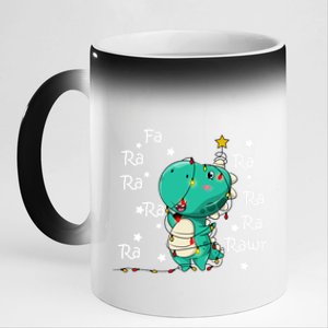 Fa Ra Rawr T Rex Santa Christmas Carol Funny Dinosaur Xmas Funny Gift 11oz Black Color Changing Mug