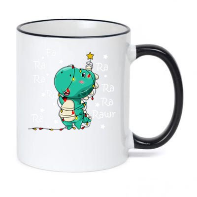 Fa Ra Rawr T Rex Santa Christmas Carol Funny Dinosaur Xmas Funny Gift 11oz Black Color Changing Mug