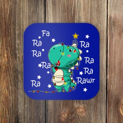 Fa Ra Rawr T Rex Santa Christmas Carol Funny Dinosaur Xmas Funny Gift Coaster