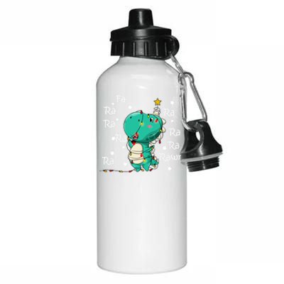 Fa Ra Rawr T Rex Santa Christmas Carol Funny Dinosaur Xmas Funny Gift Aluminum Water Bottle 