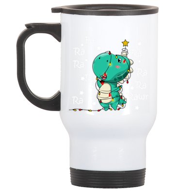 Fa Ra Rawr T Rex Santa Christmas Carol Funny Dinosaur Xmas Funny Gift Stainless Steel Travel Mug