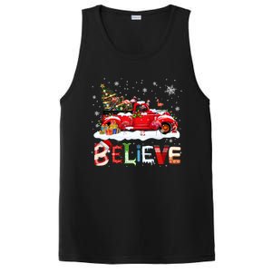 Flamingo Riding Red Truck Christmas Tree Believe Santa Gift PosiCharge Competitor Tank