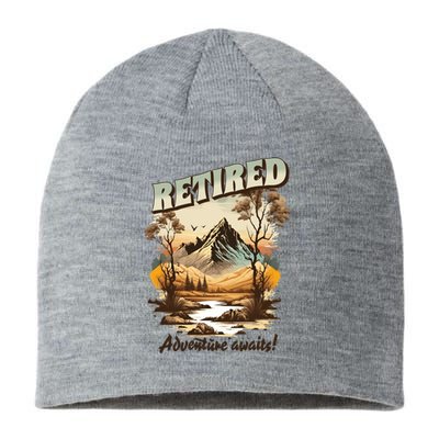 Funny Retired Retirement Gift Adventure Awaits Sustainable Beanie