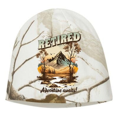 Funny Retired Retirement Gift Adventure Awaits Kati - Camo Knit Beanie