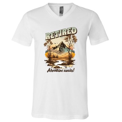 Funny Retired Retirement Gift Adventure Awaits V-Neck T-Shirt